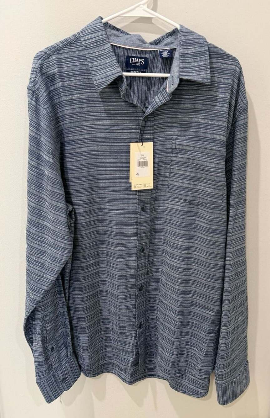 Stretch Long Sleeve Button Down Shirt 2XL